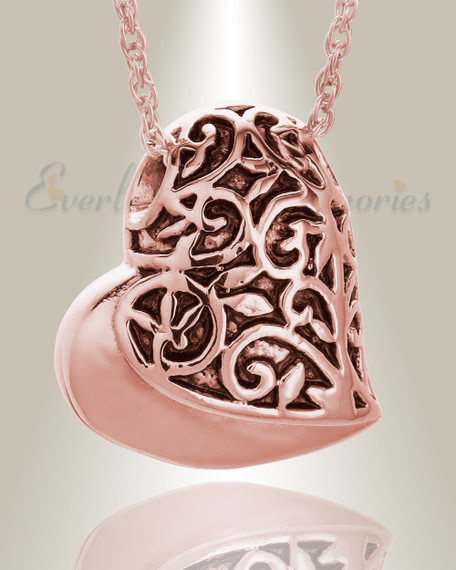 14K Rose Gold Tumbling Heart Pendant Keepsake