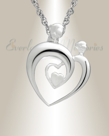 14K White Gold Hearts Memorial Locket