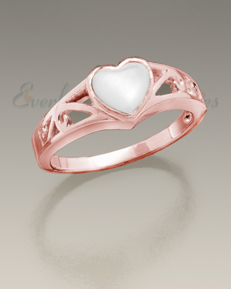 Women's 14K Rose Gold Mother of Pearl Cremation Ring