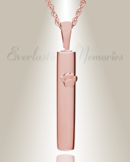 Rose Gold Pawed Cylinder Urn Pendant 