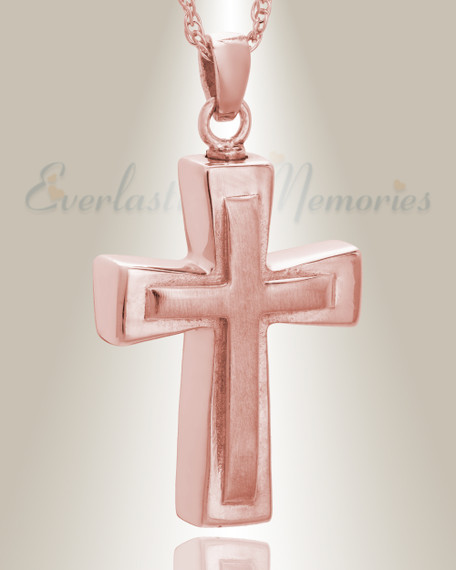 Rose Gold Double Cross Cremation Charm