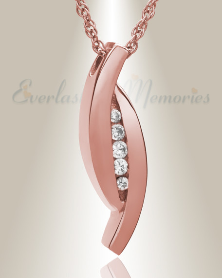 14K Rose Gold Everlasting Leaf Memorial Locket