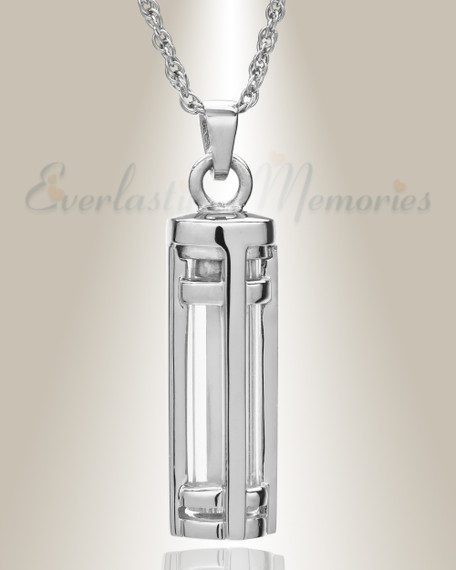 14K White Gold Fulfillment Cylinder Memorial Pendant