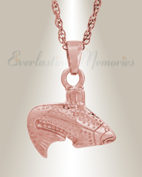 14K Rose Gold Fish Memorial Pendant
