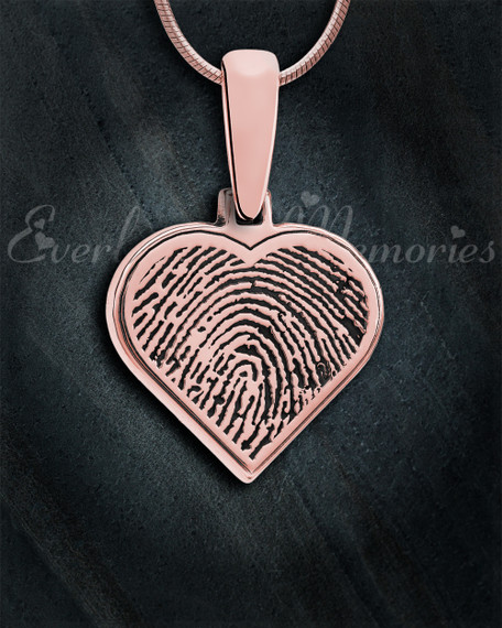 Heart Rose Gold Plated Fingerprint Necklace