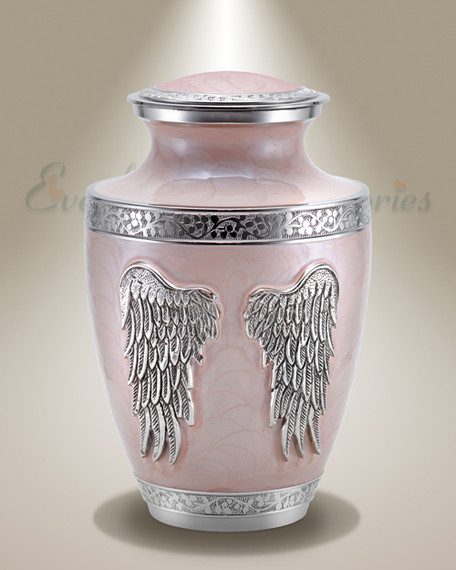 Pink Angel Wings Individual Cremation Urn