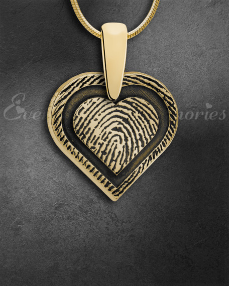 Solid 14k Gold Classic Heart Fingerprint Necklace
