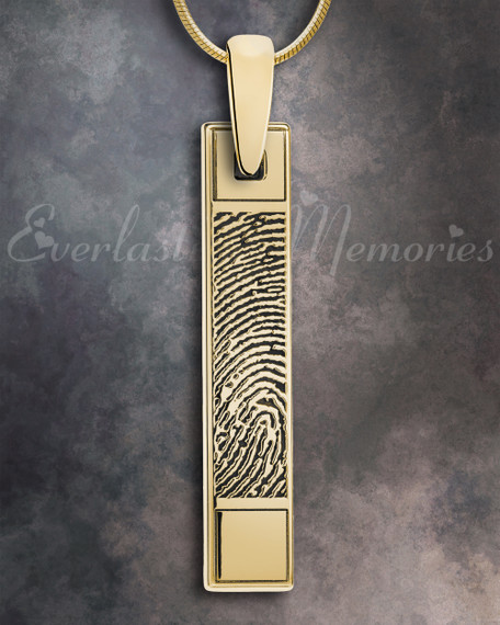 Solid 14k Gold Barred Fingerprint Necklace