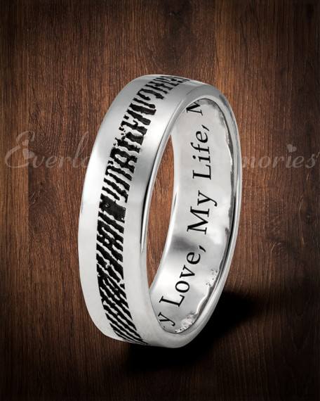 Women's Slender Line Sterling Silver Fingerprint Ring