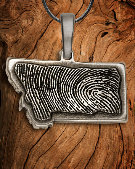 Antique Sterling Silver My State Fingerprint Necklace