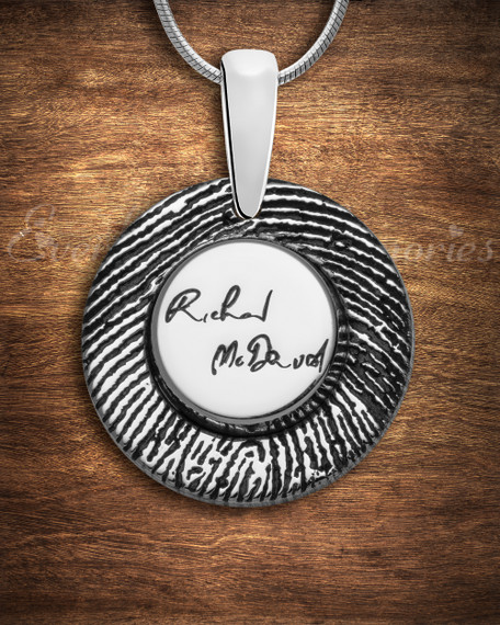 Signature Round Sterling Silver Fingerprint Necklace
