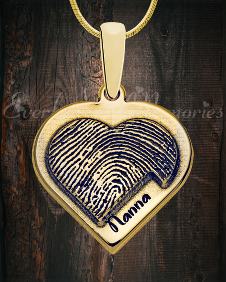 Raised Gold Plated Sterling Heart Fingerprint Necklace