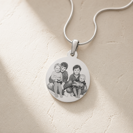 Stainless Steel Circled Photo Pendant