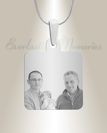 Stainless Steel Square Block Photo Pendant