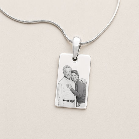 Stainless Petite Photo Rectangle Pendant