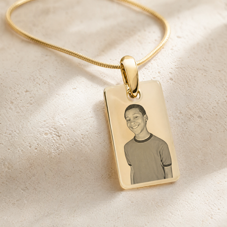 Gold Plated over Stainless Petite Photo Rectangle Pendant