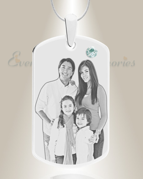 Birthstone Large Dog Tag April Photo Engraved Stainless Keepsake