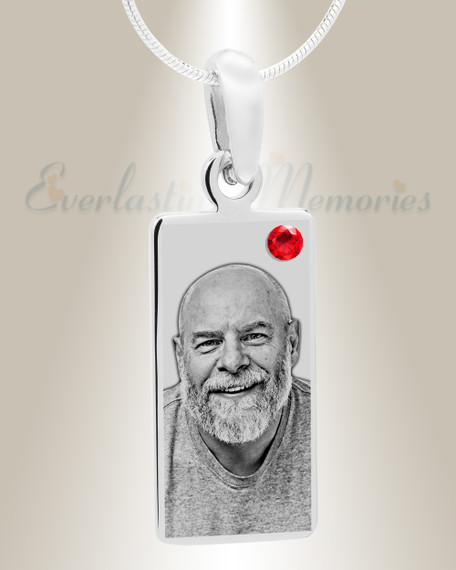 July Birthstone Stainless Steel Tower Photo Pendant