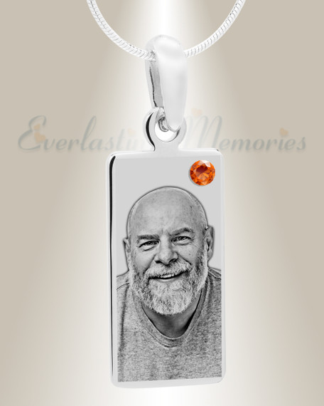 November Birthstone Stainless Steel Tower Photo Pendant