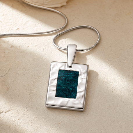 Solid 14K White Gold Garden Ash Resin Jewelry