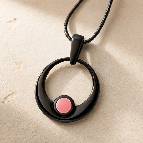Simply Irresistable Black Finish Round Ash Resin Jewelry