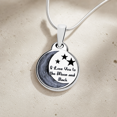 Love You To The Moon Sterling Silver Ash Resin Jewelry