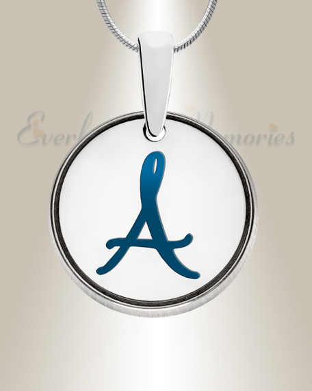Initial Round Sterling Silver Ash Resin Jewelry
