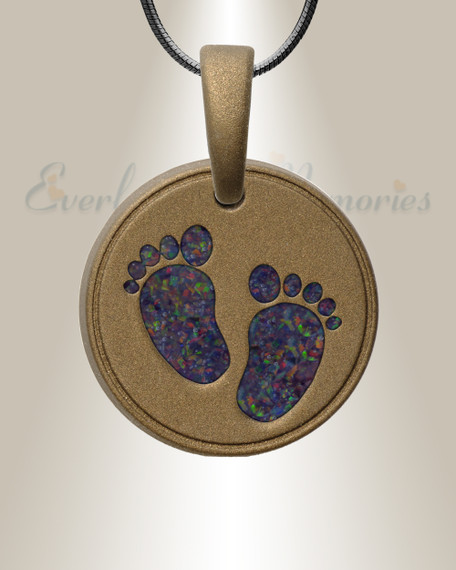Lasting Imprint Round Bronze Finish with Black Flame Opal Ash Resin Jewelry