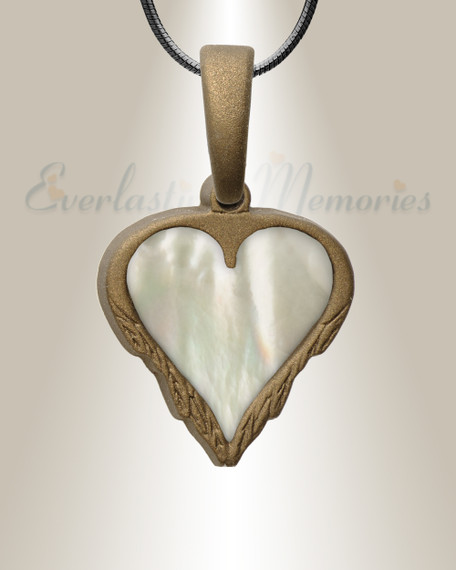 Feathered Heart Bronze Finish with Cream Ash Resin Jewelry