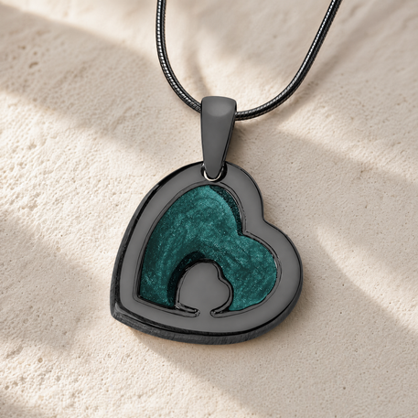 Two Of A Kind Heart Black Finish Ash Resin Jewelry