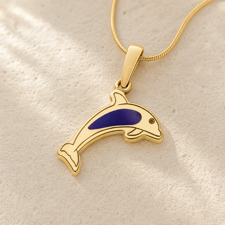 Jubilant Dolphin Gold Plated Ash Resin Jewelry