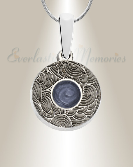 Solid 14K White Gold Knowing Round with Slate Ash Resin Jewelry