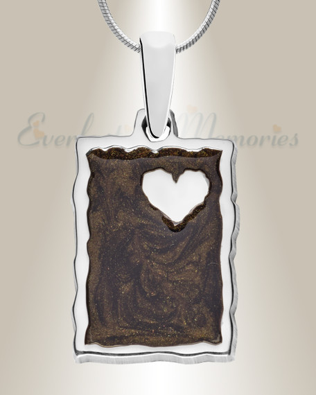 Solid 14K White Gold Adored Rectangle Ash Resin Jewelry