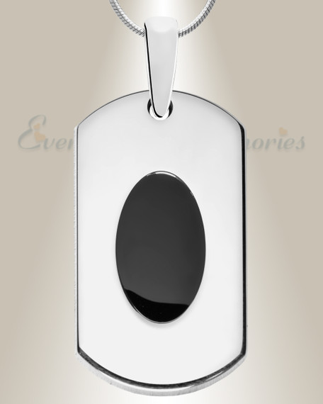 Solid 14K White Gold Honored Rectangle Ash Resin Jewelry