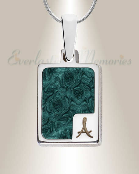 Solid 14K White Gold Thoughtful Rectangle Ash Resin Jewelry