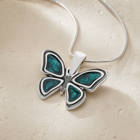 Solid 14K White Gold Lovable Butterfly Ash Resin Jewelry