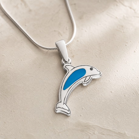 Solid 14K White Gold Jubilant Dolphin Ash Resin Jewelry