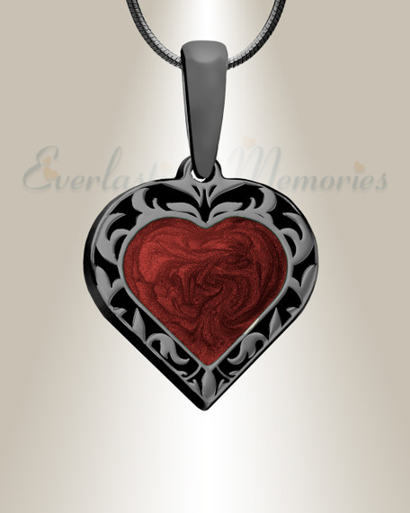 Black Finish Abundant Heart Ash Resin Jewelry