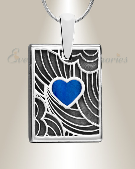 Silver Azure Heart Rectangular Ash Resin Jewelry