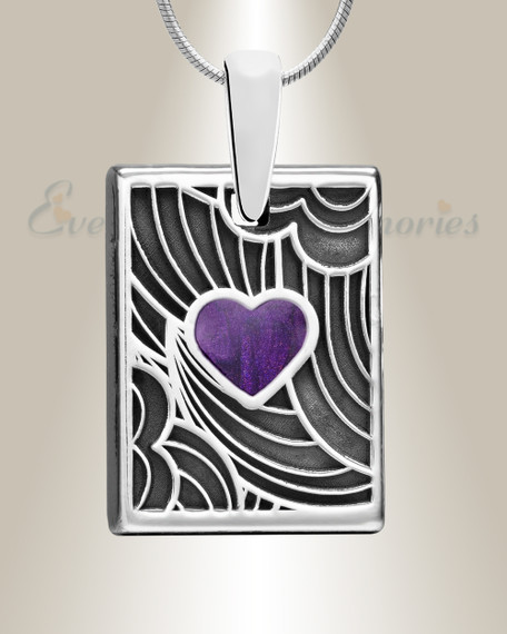 Silver Mullberry Heart Rectangular Ash Resin Jewelry