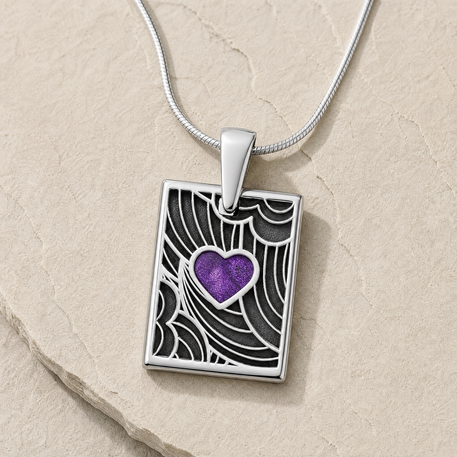 Silver Mullberry Heart Rectangular Ash Resin Jewelry