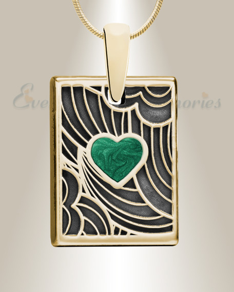 Gold Seafoam Heart Rectangular Ash Resin Jewelry