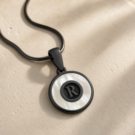 Black Finish Cream Monogram Ash Resin Jewelry