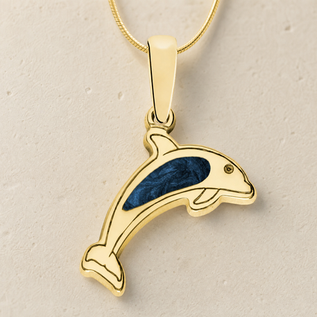 Jubilant Dolphin Gold Plated with Cobalt Ash Resin Jewelry