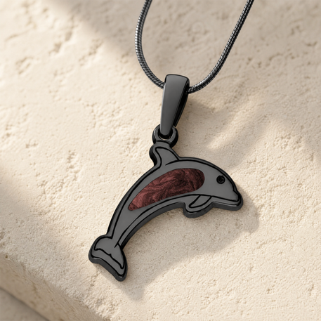 Jubilant Dolphin Black Finish with Crimson Ash Resin Jewelry