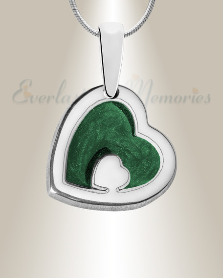 Two Of A Kind Heart Sterling Silver with Seafoam Ash Resin Jewelry