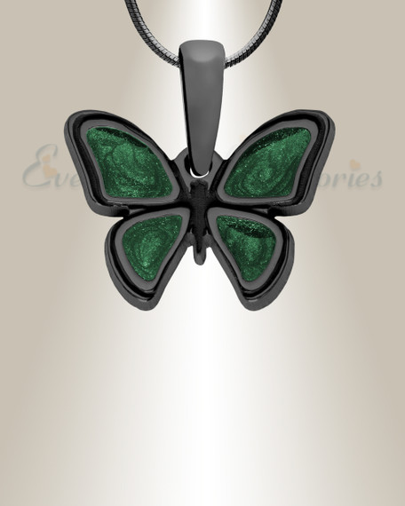 Lovable Butterfly Black Finish with Seafoam Resin Ash Resin Jewelry