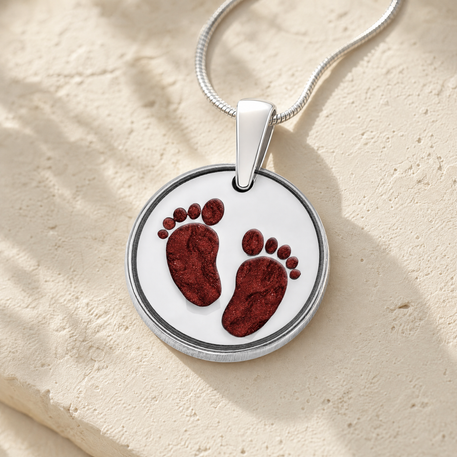 Lasting Imprint Round Sterling Silver with Crimson Ash Resin Jewelry