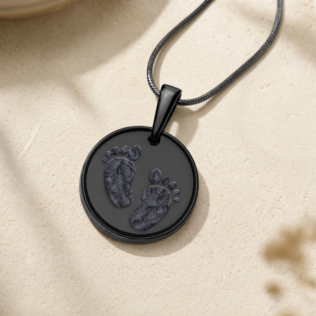 Lasting Imprint Round Black Finish with Slate Ash Resin Jewelry