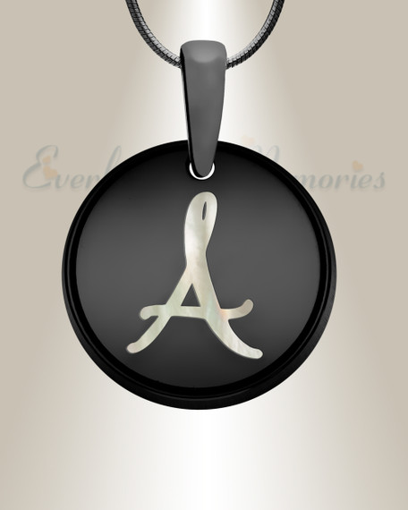 Initial Round Black Finish with Cream Ash Resin Jewelry